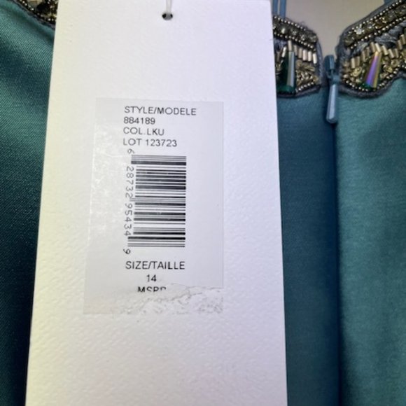 Theia Couture gown NWT size 14 mother of bride formal GORGEOUS jade green - Picture 7 of 7